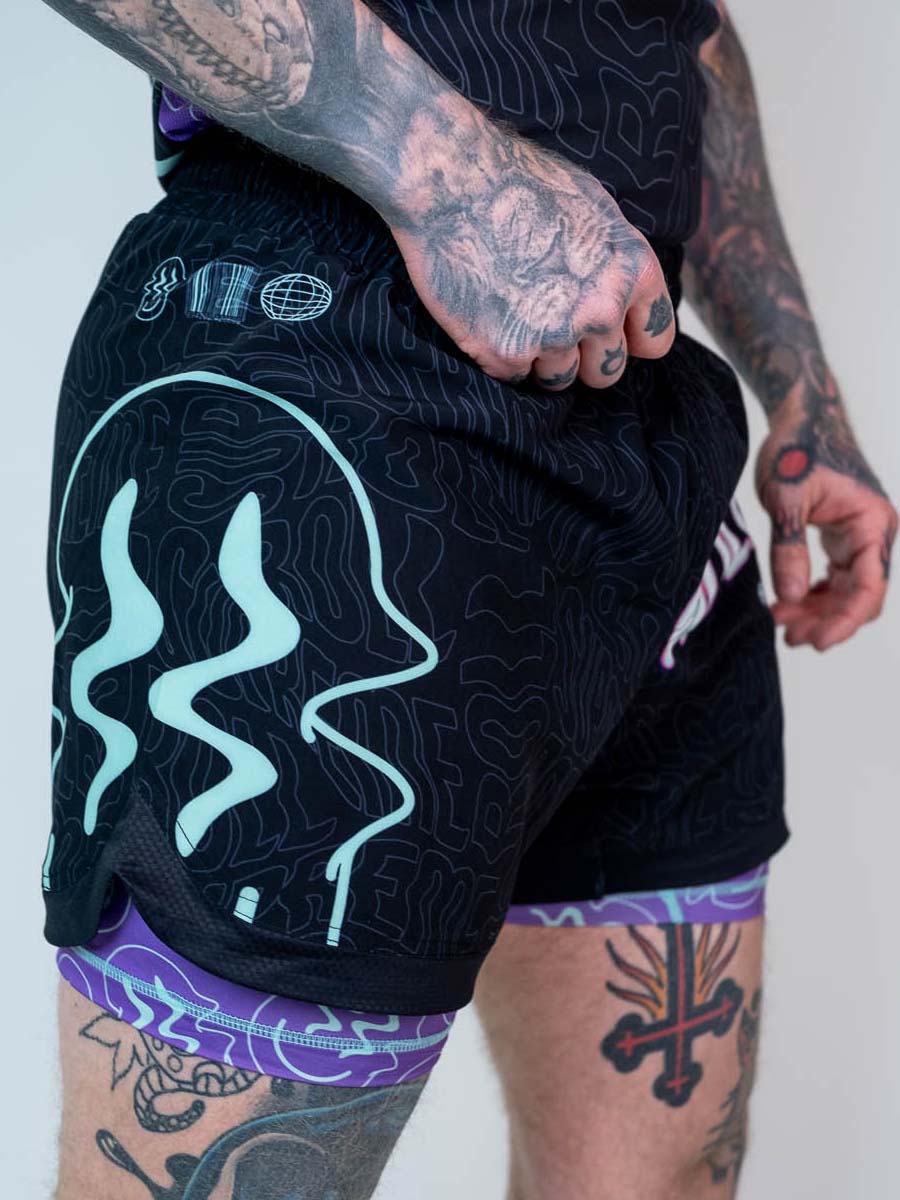 The Rave Ultraviolet Brain Freeze 2 in 1 Jiu Jitsu Shorts - Image 4
